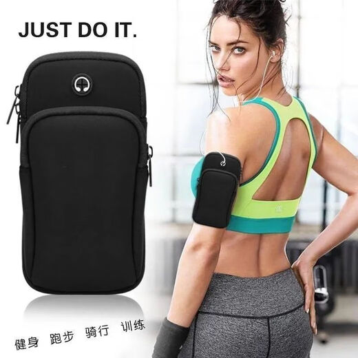 Zailu running arm bag, multi-functional, universal, large-capacity outdoor mobile phone bag, fitness mobile phone storage bag, wrist bag for men and women, black, universal for mobile phones within 7 inches