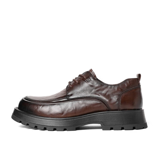 [90% new] Belle pleated business leather shoes for men 24 spring new cowhide thick-soled formal shoes A1422AM4 black-single 42
