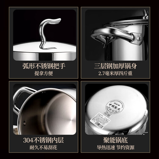 Behrens 304 stainless steel steamer gas stove induction cooker steamed buns steamer home steaming dual-purpose thickened three layers