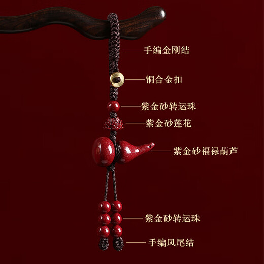 Shi Chuan Baishi Cinnabar Amulet for Peace and Good Luck Gourd Keychain Zodiac Year Snake Year Men's and Women's Bag Car Pendant