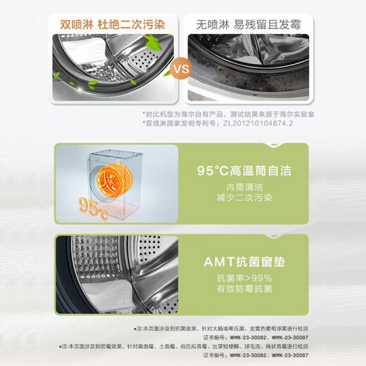 海尔（Haier）【40CM超薄】滚筒全自动8公斤洗衣机变频一级节能大容量白色/黑色薄款家用香薰洗525大桶径 【2024新品】8KG14126升级MATE33S 405超薄机身+香薰洗+桶自洁