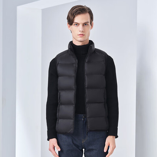 Tambor light down jacket vest for men with short stand-up collar, light and warm, comfortable vest with inner layer TA330033 black 175