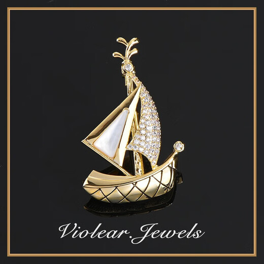 QUAMER gold store style smooth sailing natural shell brooch men's and women's high-end suit coat versatile corsage