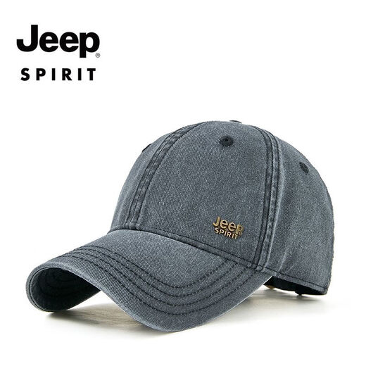 JEEP SPIRIT吉普帽子复古棒球帽男士大头围春夏中老年鸭舌帽水洗棉遮阳防晒帽 卡其色 常规码（56-59cm）