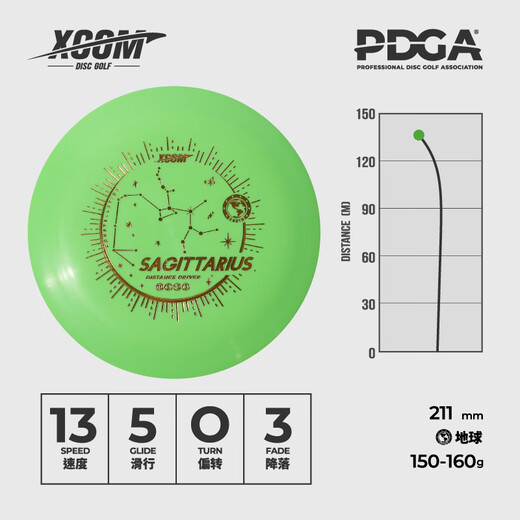 X-COM Sagittarius 13|5|-1|3 Throw Golf Disc DISTANCE DRIVER Professional Competition XCOM Sagittarius Venus 170-175g