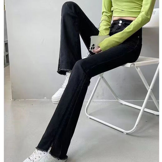Ran Yilans gleiche Art von Delobins leicht würziger und leicht Hustenbodenhosen für die ausgestellten Hosen von Frauen im Frühling und Herbst 2023 9898-Blue Grey Plus für Frauen für Frauen. Die Fleece-Sammlung wird für die Lieferung bevorzugt.