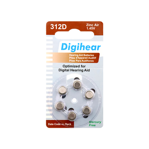 西万博原装助听器电池锌空气A13钮扣电子A10A312A675至力长声 DIGihear10【1板6颗】