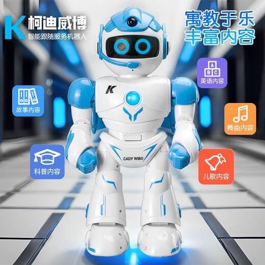 El robot inteligente de juguete para niños JJRIC puede hablar con niños de 3 a 6 años para regalos de cumpleaños para niñas de 8 años de edad de 10 años K19 [azul] Diálogo de voz + Modelo de actualización de aplicaciones para regalos para niños de alta gama para niños y niñas