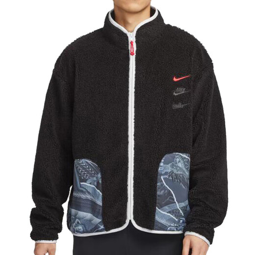 耐克（NIKE）外套男装2025夏季新款运动服摇粒绒保暖立领夹克 FZ6194-010黑色新年款 L