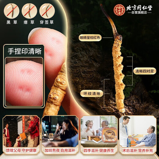 
Tongrentang (TRT) Cordyceps gift box soaked in water and wine tonics for health care festival gift gifts for parents and elders 10g/box