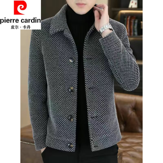 Pierre Cardin (pierre cardin) high-end woolen coat men's autumn and winter new lapel cotton thickened clothes winter casual jacket men's jacket light gray cotton thickened L recommended 110-125Jin Jin equals 0.5 kg