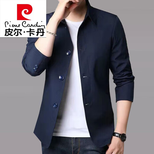 Pierre Cardin Spring y Autumn Men's Business Chaqueta casual traje de mediana edad y jóvenes solapa de color sólido delgado chaqueta del viento delgado gris claro 1048 m [sugerido 98-118jin [Jin iguala 0.5 kg]]]