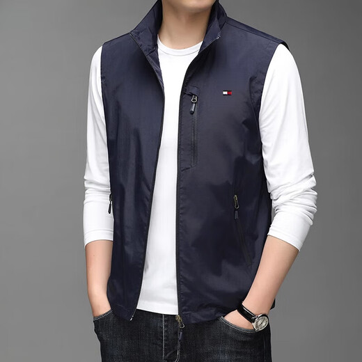 TOMMYBULL American Tommy Tommy Men's Autumn and Winter Jacket Vest Outdoor Versatile Casual Sleeveless Vest Standing Collar Vest Military Green 686 L [Suggested weight 130-145 Jin [Jin equals 0.5 kg]]