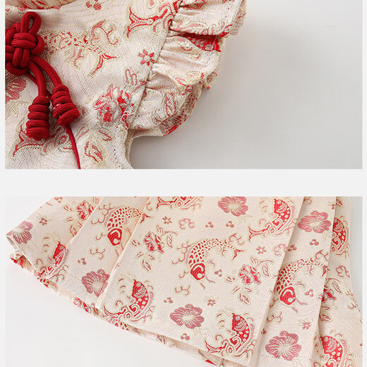 Girls' dress, princess dress, girl's 1 year old, new baby girl's week dress, autumn and summer clothes, pink Chinese Hanfu skirt - with small fish shoulder bag 90 1-2 years old, 18-23 Jin Jin is equal to 0.5 kg