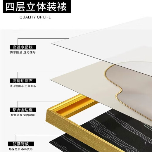 意识形态客厅装饰画现代简约沙发背景墙挂画三联画大气轻奢壁画高档晶瓷画 K11972 35*50/70*50/35*50 晶瓷镶钻+铝合金边框【黑框】