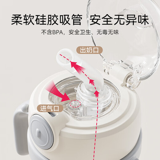 英氏（YEEHOO）小月龄学饮吸管杯宝宝水杯PPSU婴儿6个月以上1岁防呛喝水奶瓶 咬吸嘴【手柄+背带款】 -苹果绿