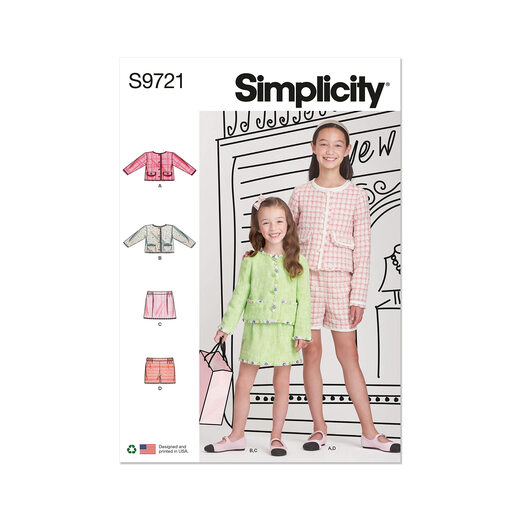 SIMPLICITYSS9721HH Girls Jacket Skirt and Shorts