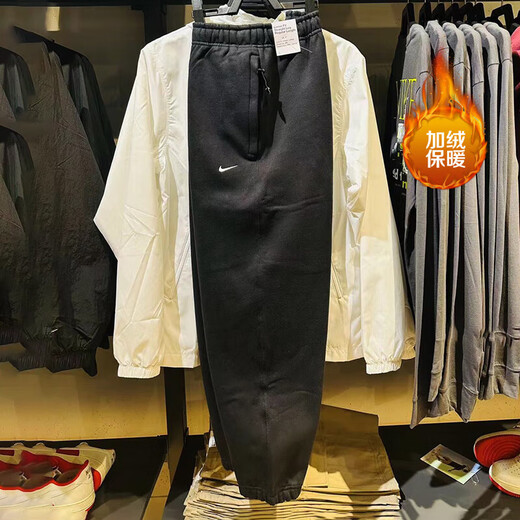 耐克（NIKE）运动裤男裤 2024秋冬新款户外出行针织时尚百搭保暖休闲长裤 DX1365-010/黑色加绒 S