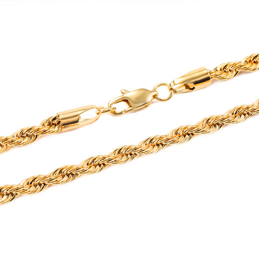 Fat Donglai same style 18k gold twist chain short twist chain gold color K gold necklace for men and women gold 5mm55cm