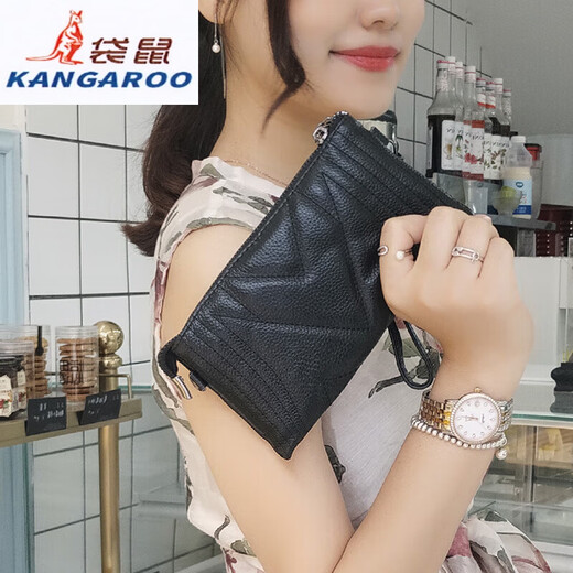 Kangaroo (KANGAROO) Summer Genuine Leather Crossbody Bag Women's Bag 2025 Chinese Valentine's Day Versatile Handbag Mom Soft Leather Mini Hand Mobile Phone Small Bag Black