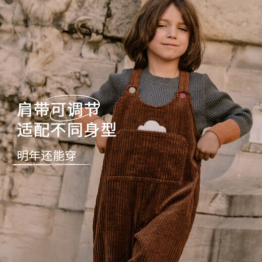 Nest designsPR Xiaoyunduo children's clothing children's corduroy overalls for boys and girls autumn and winter thickened pants soft Yunshan blue 90 cm