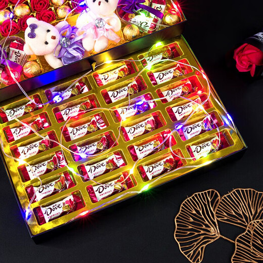 Dove Duoweiya chocolate gift box for girlfriend birthday gifts for girlfriend high-end Valentine's Day practical 5201314 4th floor [luxury style] gift box 675g