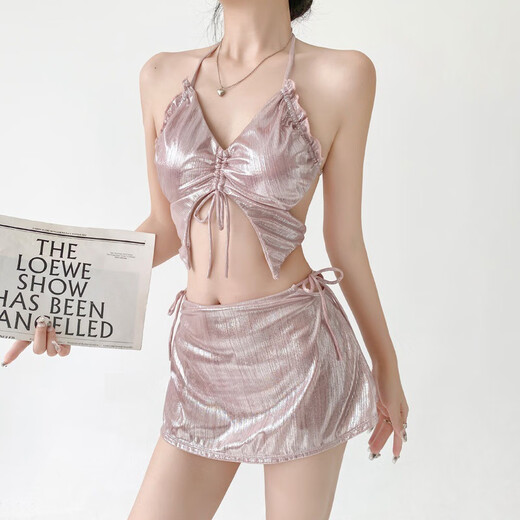 Tianyi bikini swimming separates women's sexy suit Internet celebrity new same style beach hot spring 2024 outer wear pink light pink pearlescent bikini L 56-65kg