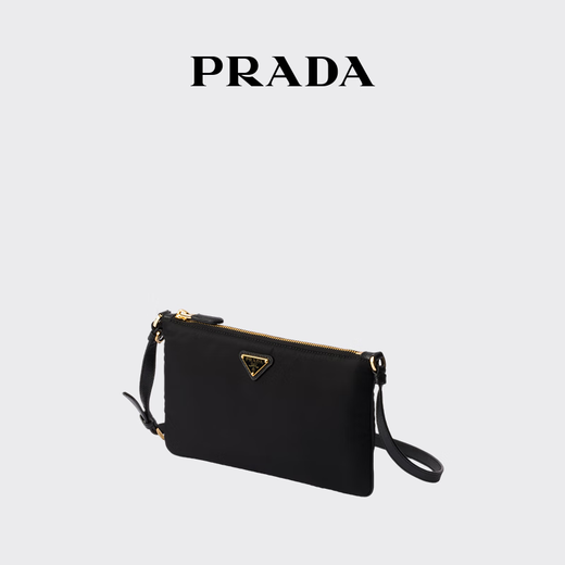 PRADA/Prada Gift Women's Regenerated Nylon Clutch Shoulder Bag Black