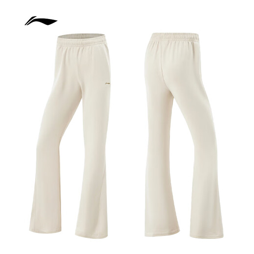 李宁显瘦奶芙裤子秋冬季新微喇卫裤休闲裤女子时尚亲肤舒适运动长裤 【亲肤透气】常规-微喇-沙丘卡其(718款)-5 XS