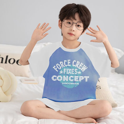 Disney Pure Cotton Boys und Kinderpyjamas 2025 Sommeranzug Jungen Shorts Thin Thin Short Sleeve mittelgroße Kinder Baumwollhauskleidung 829# Buchstabe Basketball 8 Größen (empfohlen 25-30 Jin [Jin gleich 0,5 kg]) Alle Größen