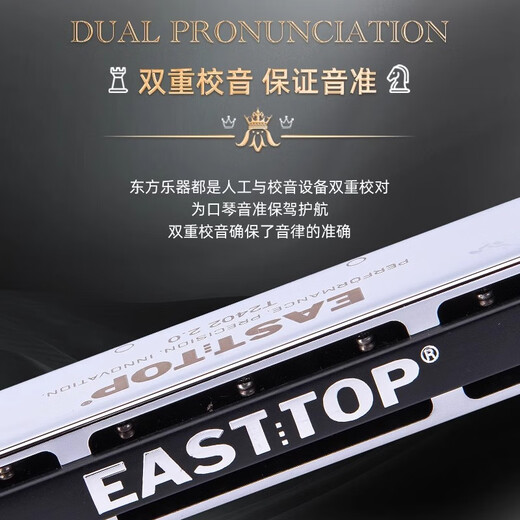 
EAST TOP 24-hole embedded polyphonic professional harmonica T2402 2.0 black lattice
