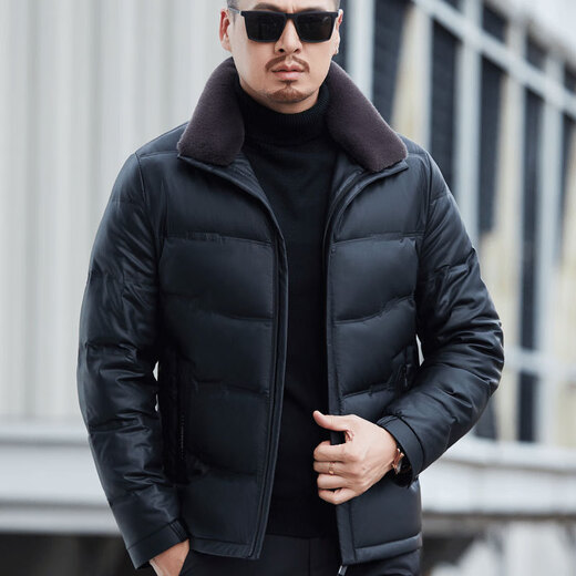 Ehangy luxury high-end brand middle-aged and elderly men's clothing genuine leather jacket men's lapel dad's clothing loose clothing 6627 black 3XL Recommended 165-180Jin [Jin equals 0.5 kg]