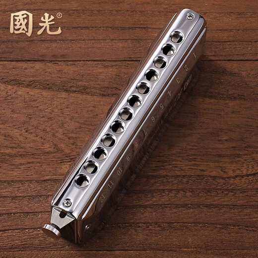 国光德国进口音簧国光半音阶口琴成人专业演奏初学者自学入门旗舰级 黑色【12孔+琴布+琴盒】
