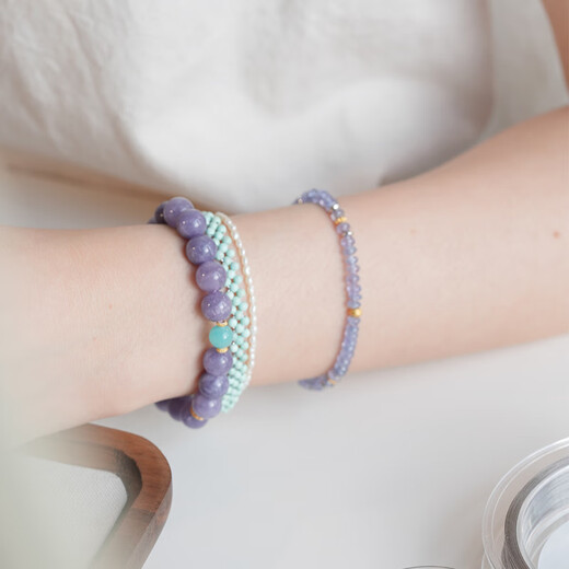 OEMGshannai original Xueqing natural tanzanite beaded bracelet for women new Chinese style niche amethyst bracelet Xueqing (about 16.5cm including buckle)