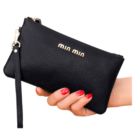 Glorzd [Real Top Saper Cow Wide] Handbag Clutch Long Long Billet Bold de mano Bolsa de teléfono móvil Madre Mother Bag Negro