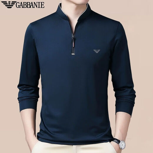 Armani im mittleren Alter mit langer Ärmeln T-Shirt Herbst und Winter Casual Plus samt warmer Standkragen Pullover halb Reißverschluss Basishemd Ga/6623 Baolan Thin Model M 165