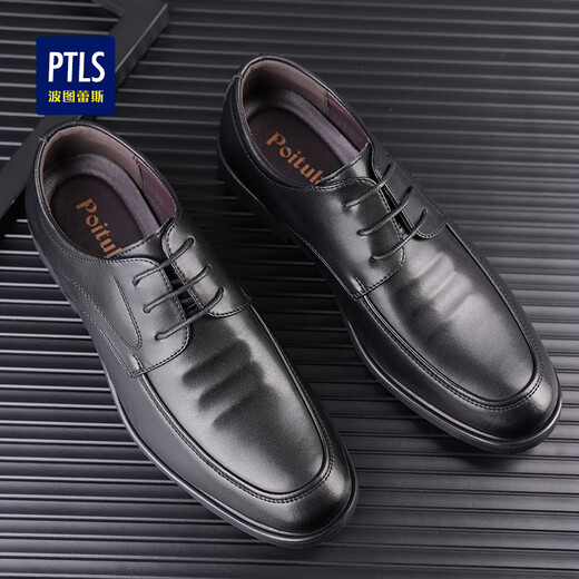 Poitulas British men's business casual shoes formal leather shoes men's lace-up wear-resistant P9829 black 40