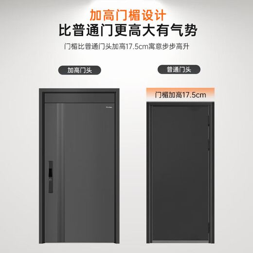 美心（Mexin）甲级防盗门入户门4级家用安全门别墅门指纹密码锁定制门 暗铰链+加高门楣+氟碳 现货外开单门-2050/2150*1050 DZ300 3D 全自动人脸锁