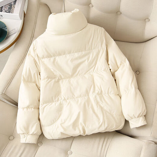 Pierre Cardin brand small short down jacket women's casual fashion 2024 winter new bread jacket women's new national standard off-white three-proof fabric new national standard XL recommended 116-130 Jin Jin equals 0.5 kg three-proof fabric