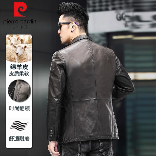 Pierre Cardin Nueva chaqueta de cuero Haining traje de oveja para hombres chaqueta de cuero de cuero coreano