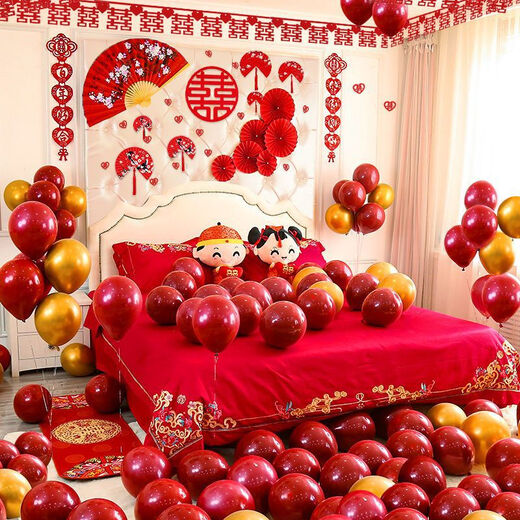 Свадебная компоновка Set Balloon Wedding Internet Celebrity Set Set Wedding Bedroom Sward Supplies Collection Женщина и мужчина для свадебной комнаты (матч, сделанный на небесах)