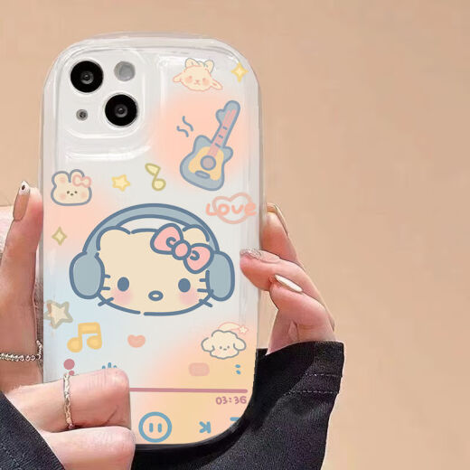 Beiyipin mobile phone case is suitable for Samsung S23ultra listening to the song Hello Kitty S22S21 mobile phone case A54A11A53A72 soap shell [listening to the song KT cat] single shell Samsung S22Ultra