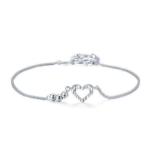 Saturday Fu PT950 heart-shaped platinum bracelet for women PT072779 about 2.32g 16+2cm birthday gift