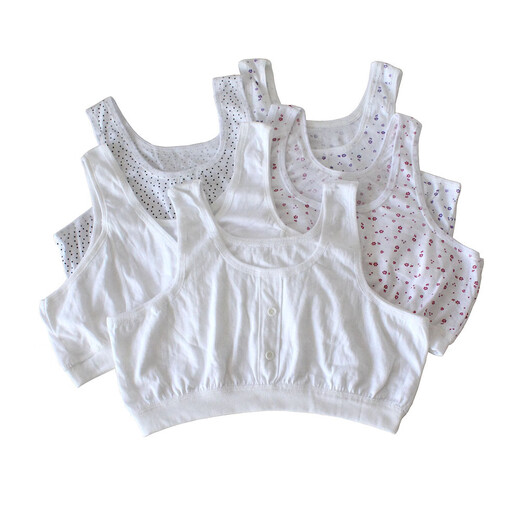 Shengfangyuan middle-aged and elderly women's cotton bra, cotton vest style bra without rims, women's Velcro vest, women's summer sling, white 2 pieces, one size fits all, underbust 2.1-3 feet