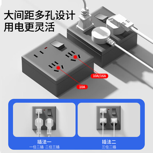 New international electrician national standard type 86 wall socket with one opening and twelve holes, panel with switch 10A16A high-power multi-hole socket, surface-mounted white, one opening and twelve holes (10/16A)