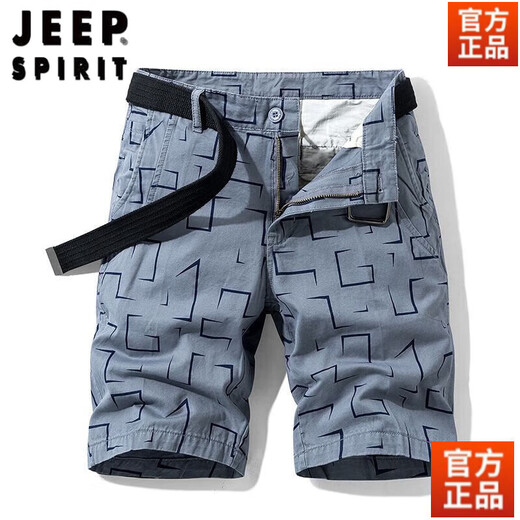 JEEP SPIRIT纯棉短裤男士夏季六分裤工装马裤运动休闲裤中青年薄款休闲裤男潮 17152-灰色 28