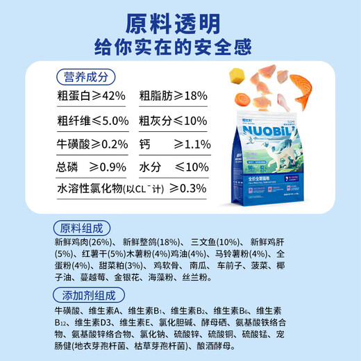 Nobili Nobili fresh meat grain-free squab cat food full price freeze-dried adult cat and kitten cat food general purpose 2.5Jin Jin equals 0.5kg package package fresh meat grain-free squab 42 protein 5 meat floss