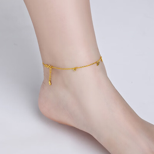 Saturday Lucky Yellow 18K Gold Anklet for Women Flower Shell Color Gold Anklet KH081152 21+2cm Birthday Gift
