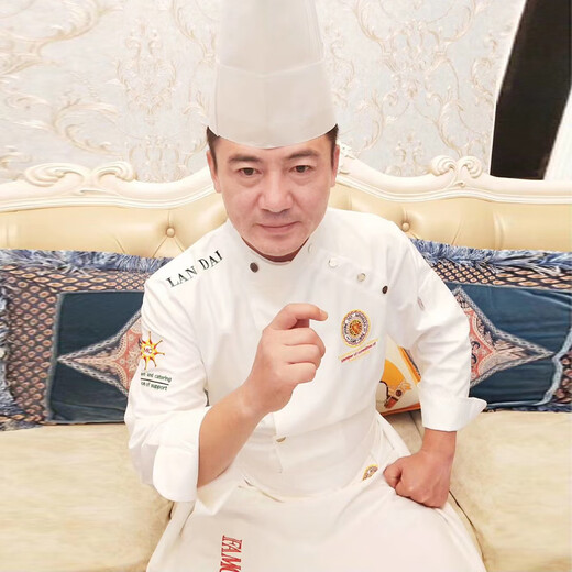 未萱厨师长工作服行政总厨七分袖中国风厨师服长袖酒店厨师长七分袖 白色上衣+围 16580AM 均码