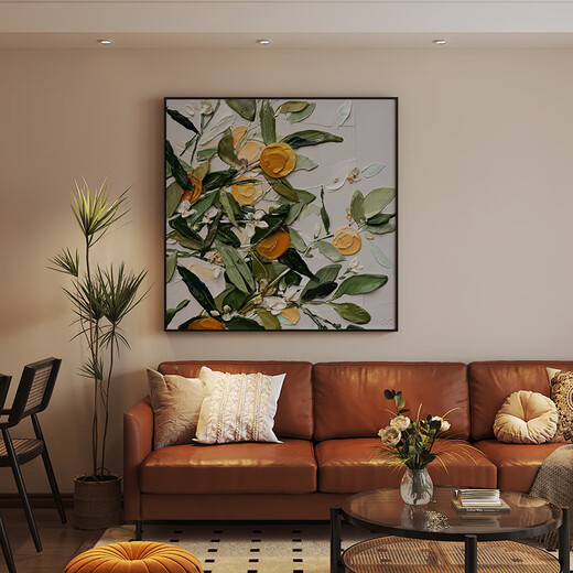 FACAI Persimmon Ruyi meaning good art retro light luxury living room entrance decorative painting medieval style background wall square hanging painting